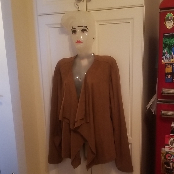 torrid Jackets & Blazers - Torrid Tan Drape Front Waterfall Jacket 2 ***See Pictures**